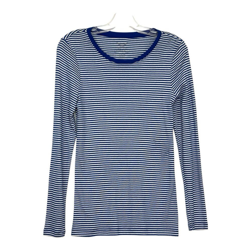 Y2k Striped Shirt Women M Long Sleeve Tee Nautical Preppy Bella Elena